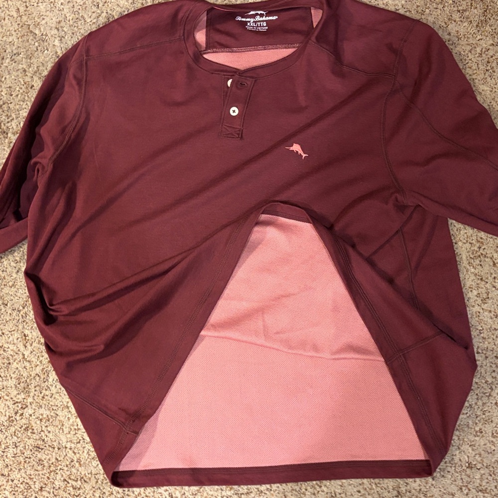 Tommy Bahama men’s Maroon Long Sleeve Henley XXL like new - Picture 5 of 6